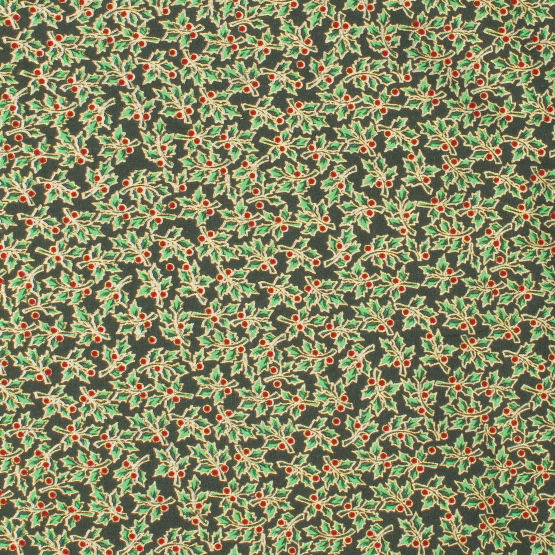 Christmas Cotton foil print green - Ragland Fabrics
