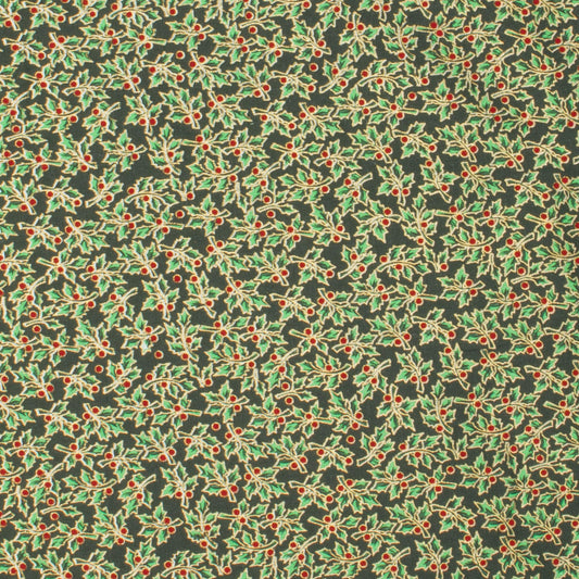 Christmas Cotton foil print green - Ragland Fabrics