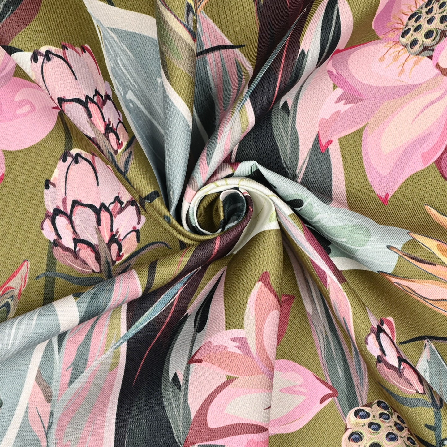Eco Fabric Peach Blossom Chartreuse 140cm - Ragland Fabrics