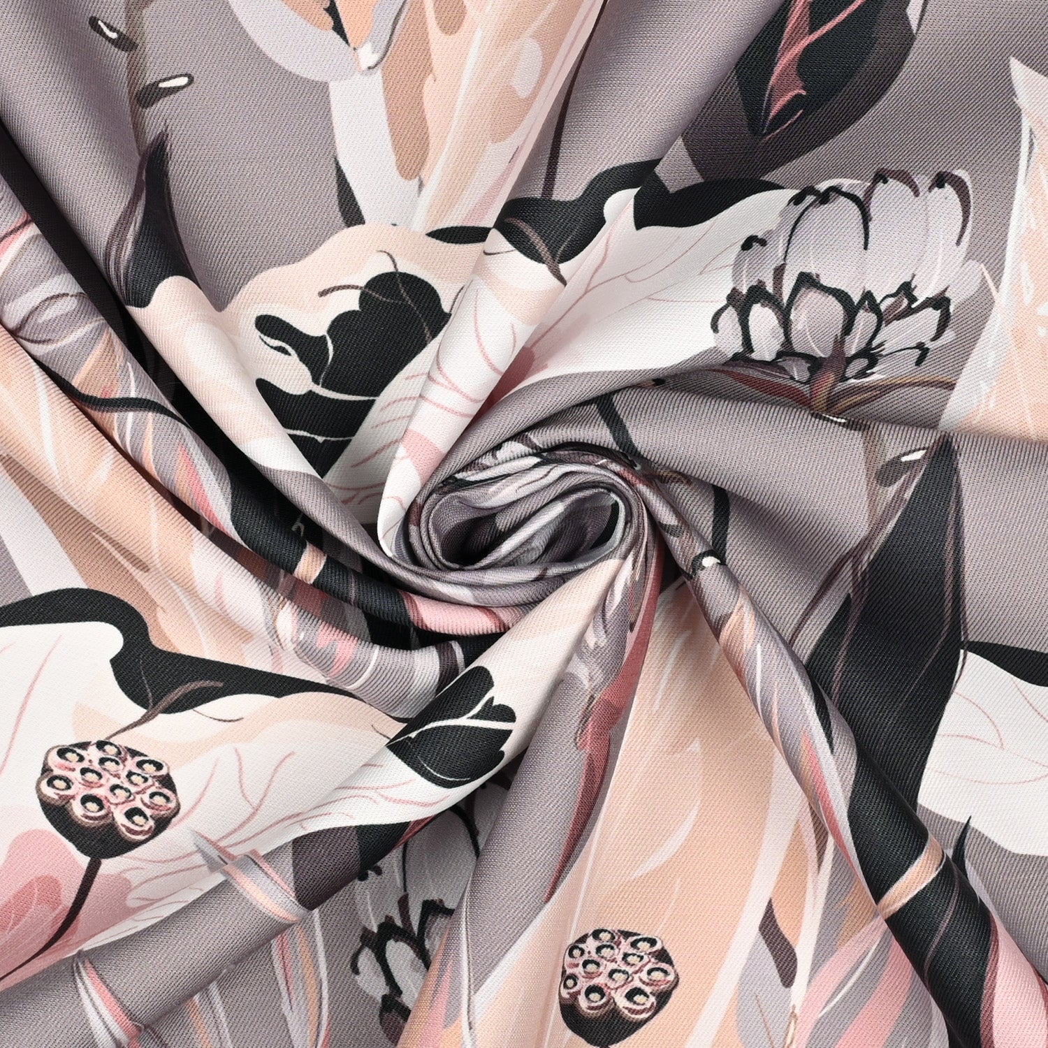 Eco Fabric Peach Blossom Grey 647 - Ragland Fabrics