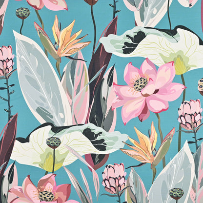 Eco Peach Blossom Turquoise 140cm - Ragland Fabrics