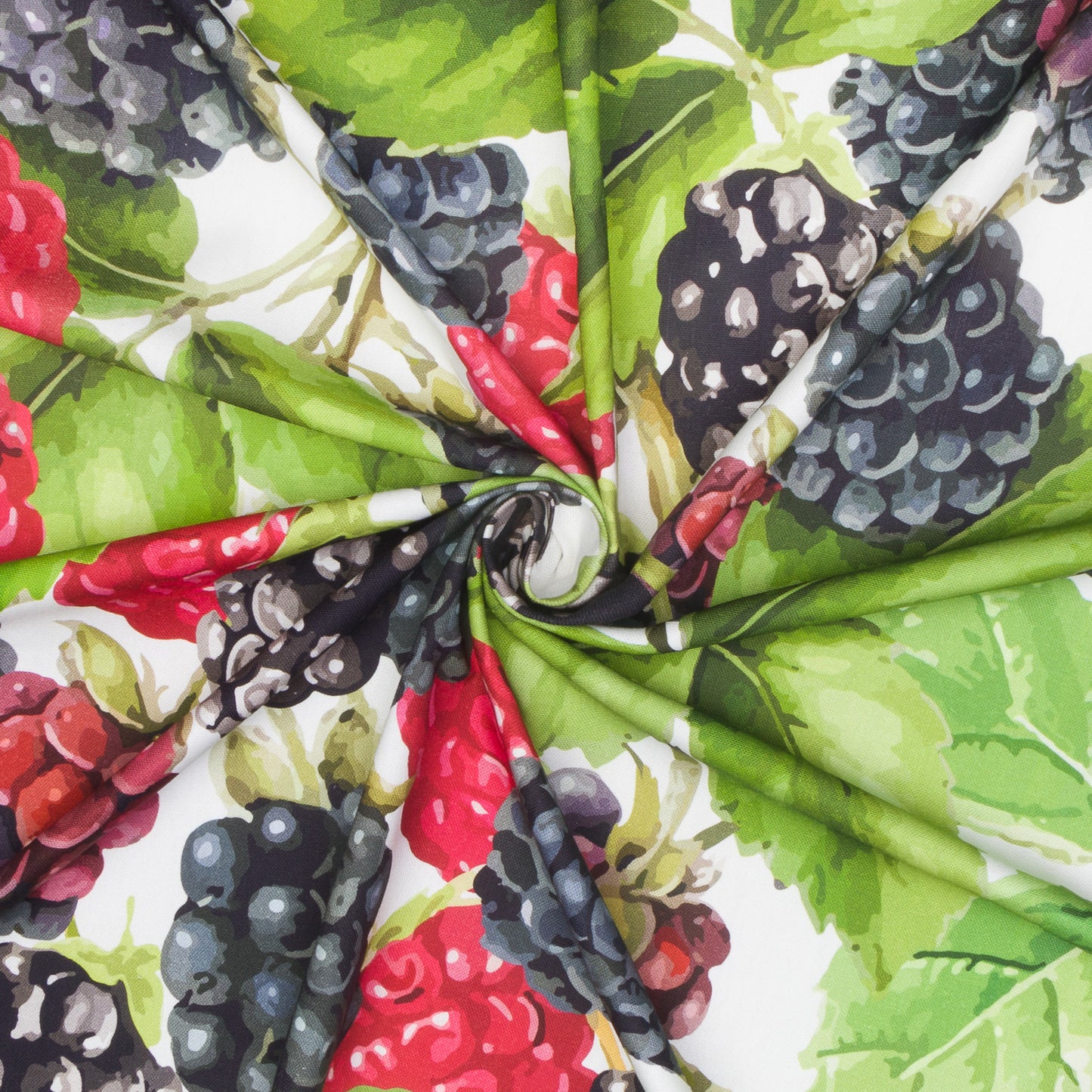 Printed Cotton Linens 140cm Berries white - Discontinued - Ragland Fabrics