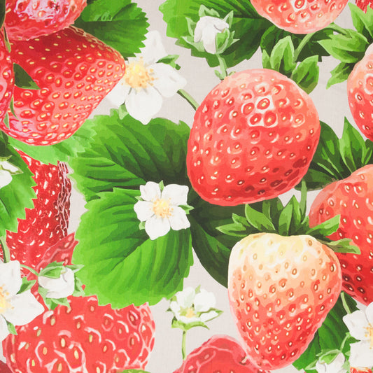 Printed Cotton Linens 140cm Strawberries Linen - Discontinued - Ragland Fabrics