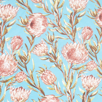 Printed Mini Matt Protea Classic Sky - Ragland Fabrics