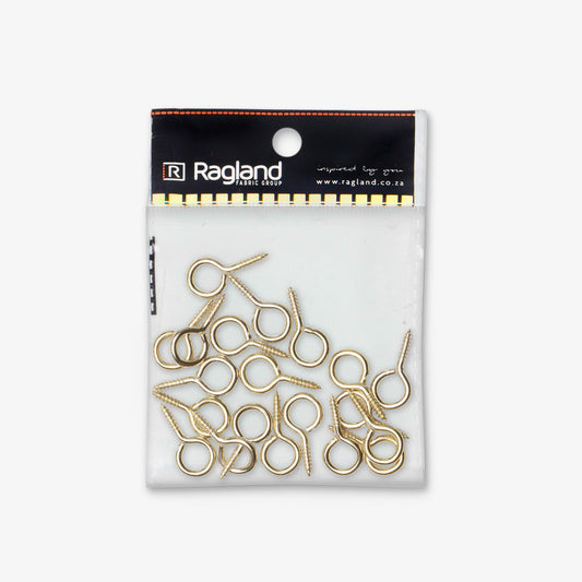 Screw Eyes Brass - Size 4 - Ragland Fabrics