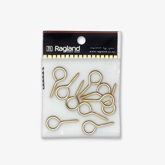 Screw Eyes Brass - Size 10 - Ragland Fabrics