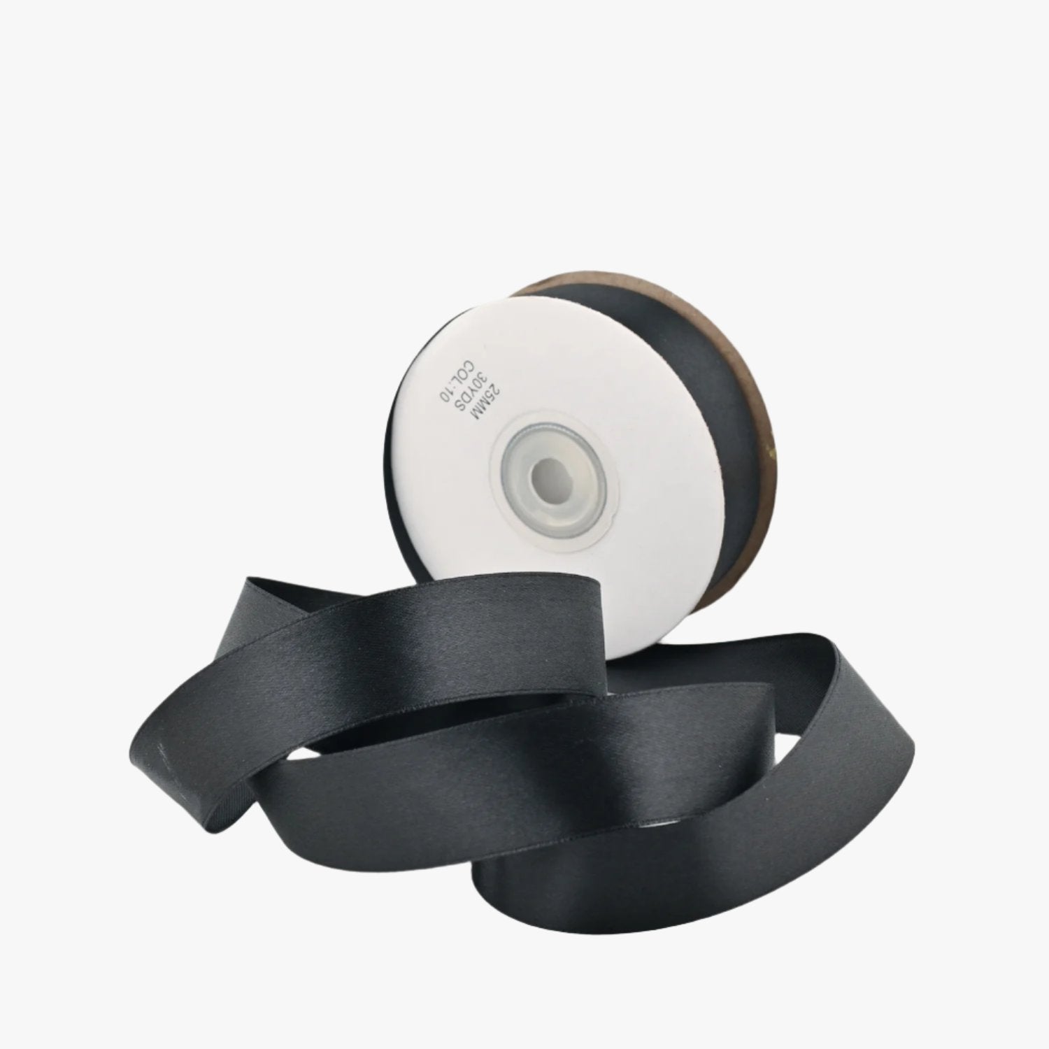 Satin Ribbon 25mm Black 10 - Ragland Fabrics