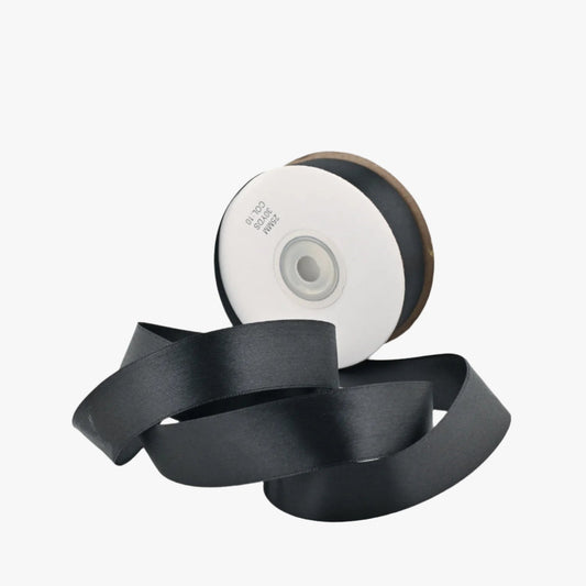 Satin Ribbon 25mm Black 10 - Ragland Fabrics