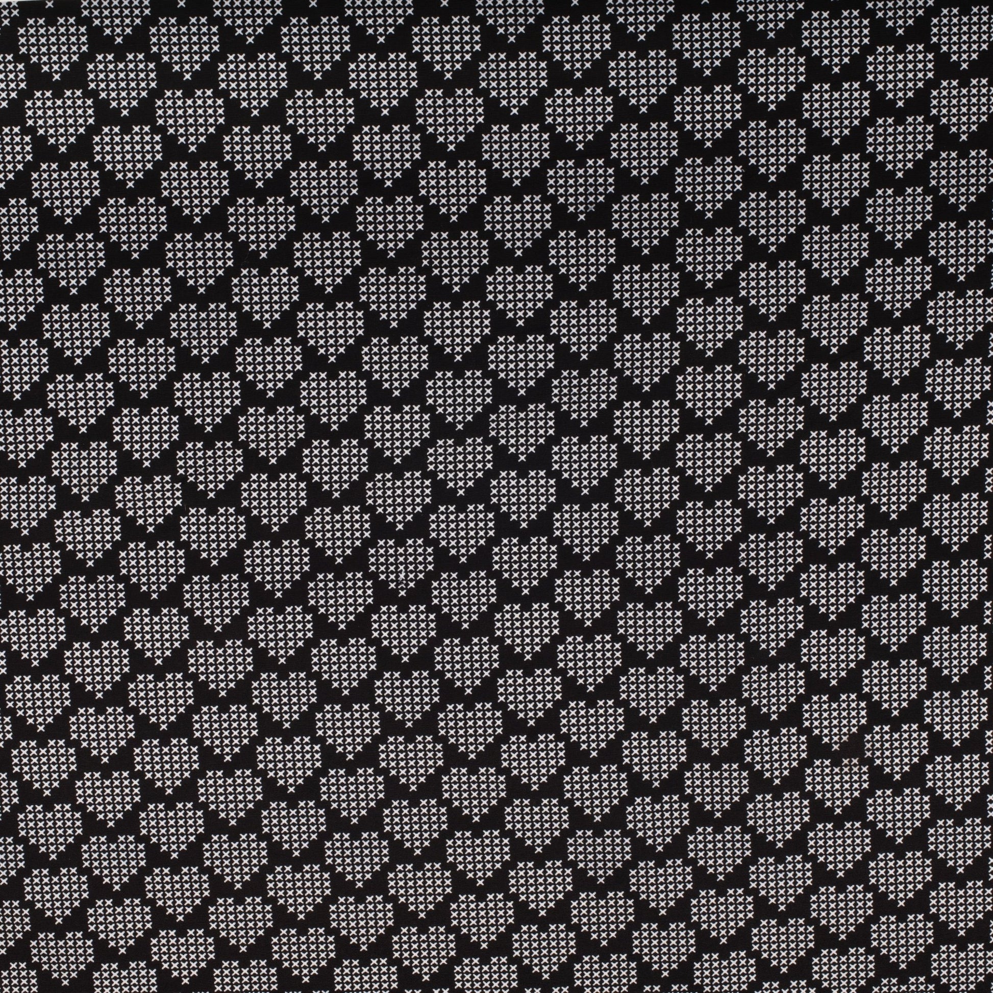 Printed Poly Cotton Sweetheart Black 140cm - Ragland Fabrics