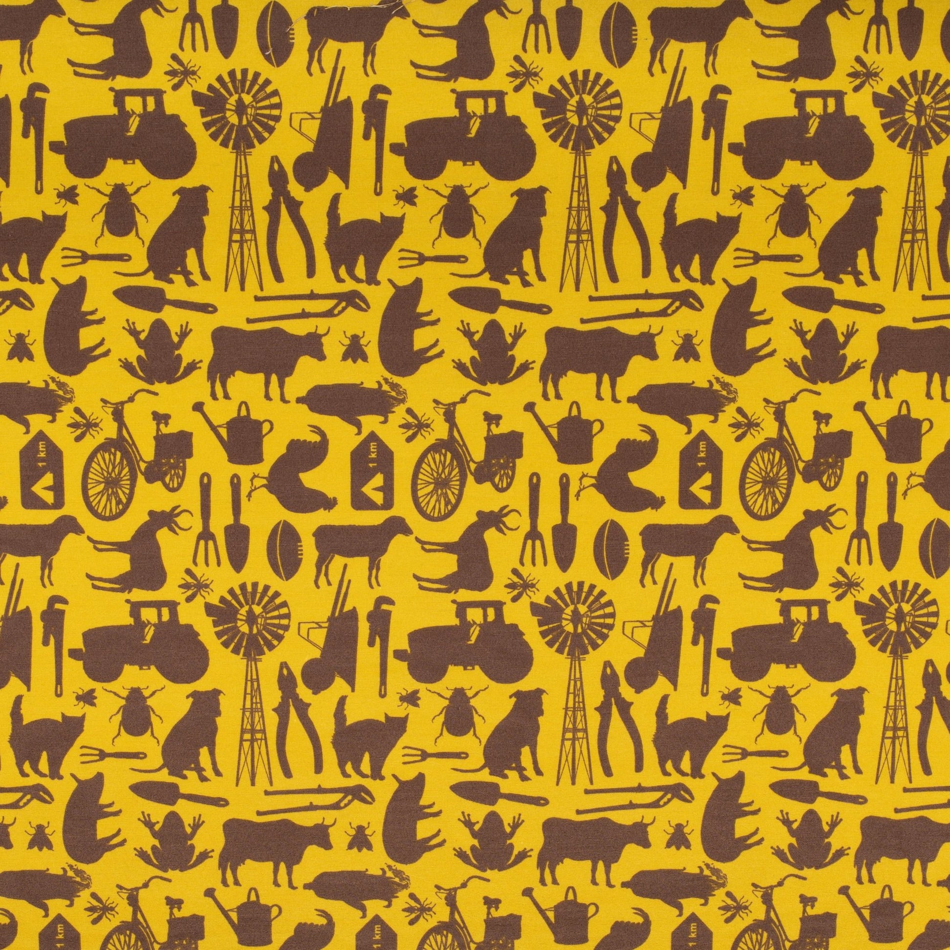 Printed Poly Cotton 140cm Farmyard Lime - Ragland Fabrics