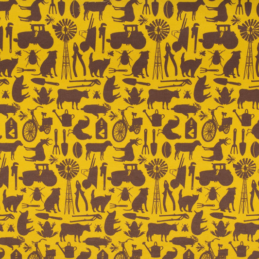 Printed Poly Cotton 140cm Farmyard Lime - Ragland Fabrics