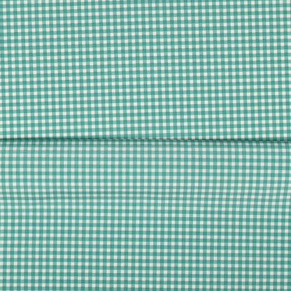 Printed Poly Cotton Gingham Turq 140cm - Ragland Fabrics
