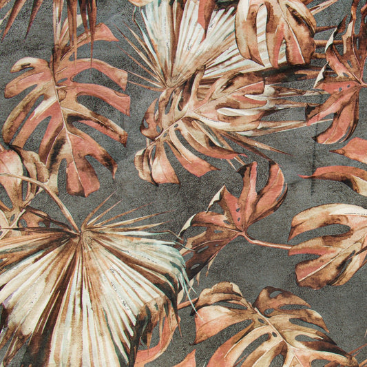 Printed Velvet Monstera Coral 140cm - CLOSEOUT - Ragland Fabrics