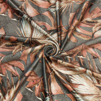 Printed Velvet Monstera Coral 140cm - CLOSEOUT - Ragland Fabrics