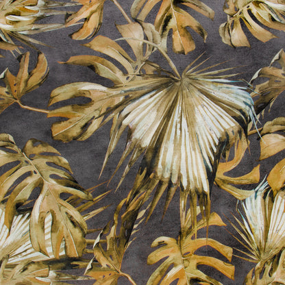Printed Velvet Monstera Ochre 140cm - Ragland Fabrics