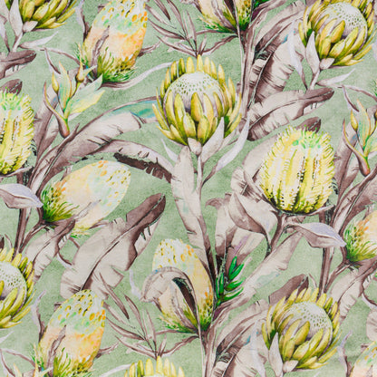 Printed Velvet Protea Fields Yellow 140cm - CLOSEOUT - Ragland Fabrics