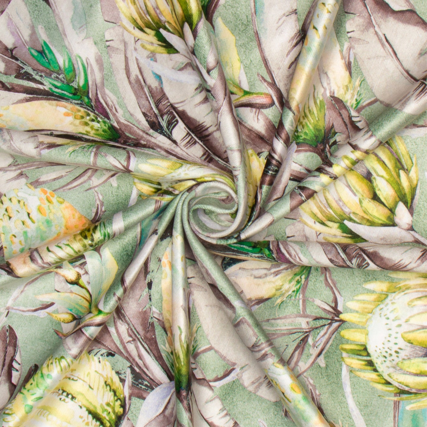 Printed Velvet Protea Fields Yellow 140cm - CLOSEOUT - Ragland Fabrics