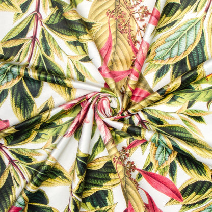 Printed Velvet Bougainvillea White 140cm - CLOSEOUT - Ragland Fabrics