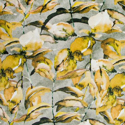 Printed Velvet Laurel Ochre 140cm - CLOSEOUT - Ragland Fabrics