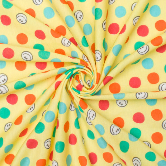 Cotton Knit Smiley Yellow - Ragland Fabrics