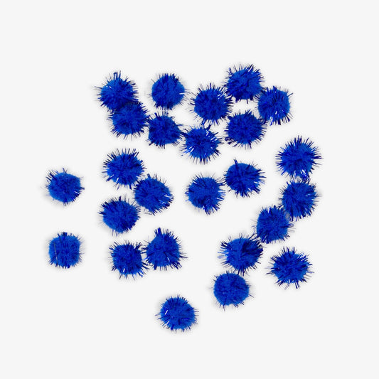 Pom Poms - Glitter Blue 15mm | 25pc TBD - Ragland Fabrics