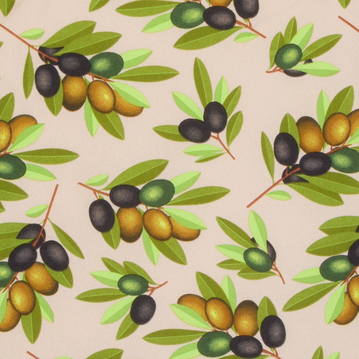 Printed Mini Matt Olive Grey Background Large Leaf - Ragland Fabrics