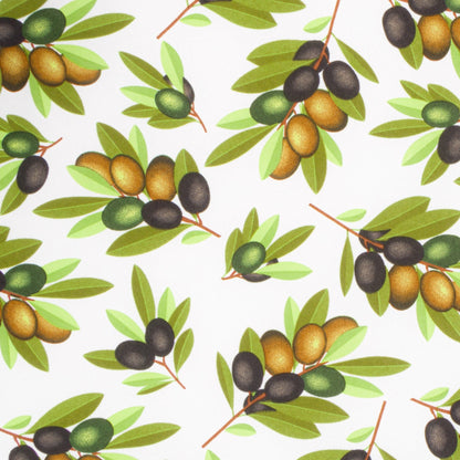 Printed Mini Matt Olive White Background Large Leaf - Ragland Fabrics