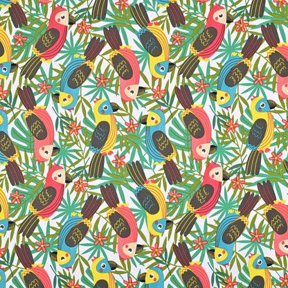 Printed Mini Matt Parrot Party Aqua - Ragland Fabrics