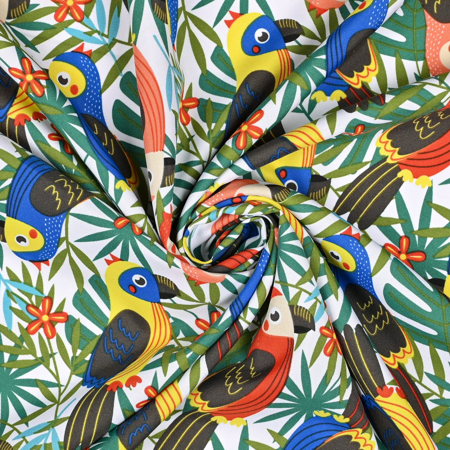 Printed Mini Matt Parrot Party Cobalt - Ragland Fabrics