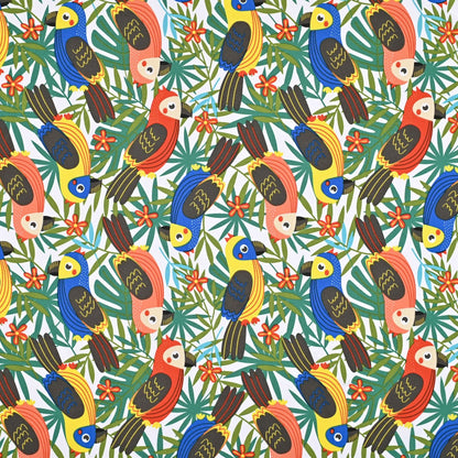 Printed Mini Matt Parrot Party Cobalt - Ragland Fabrics