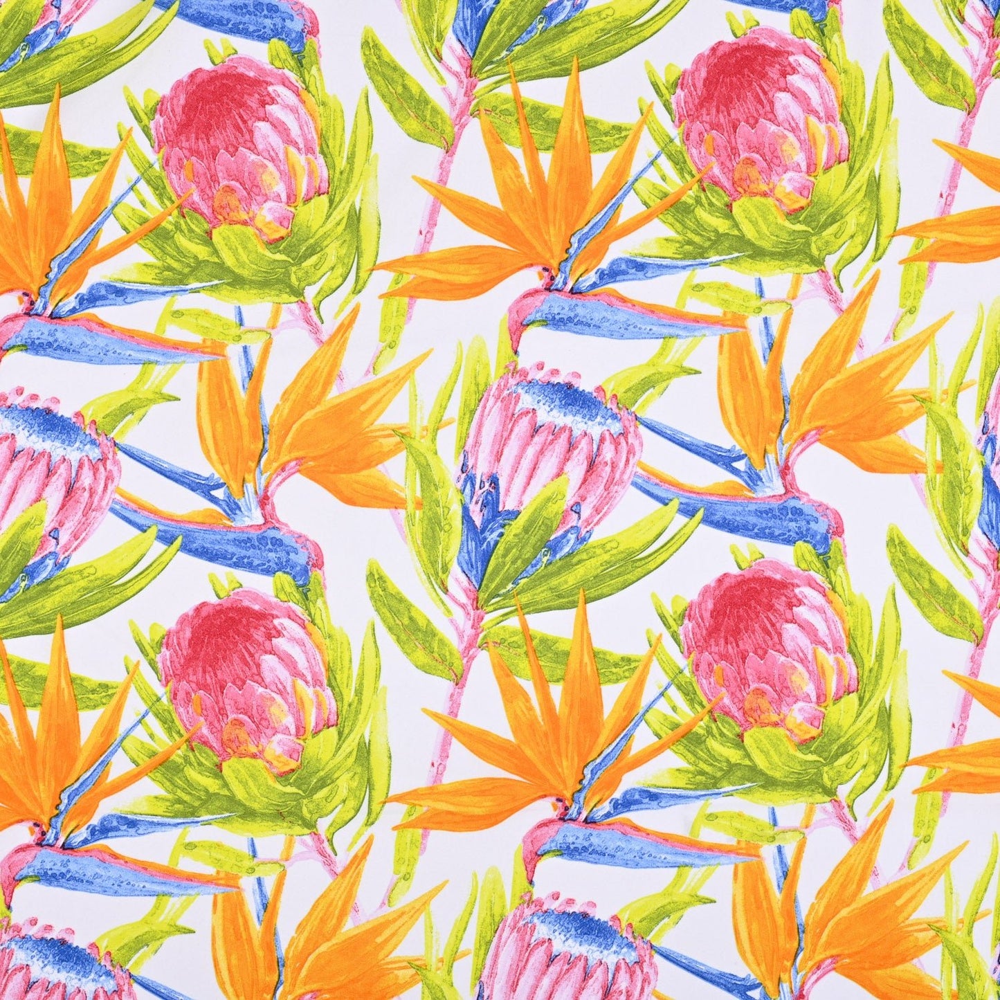 Printed Mini Matt Protea & Strelitzia White - Ragland Fabrics