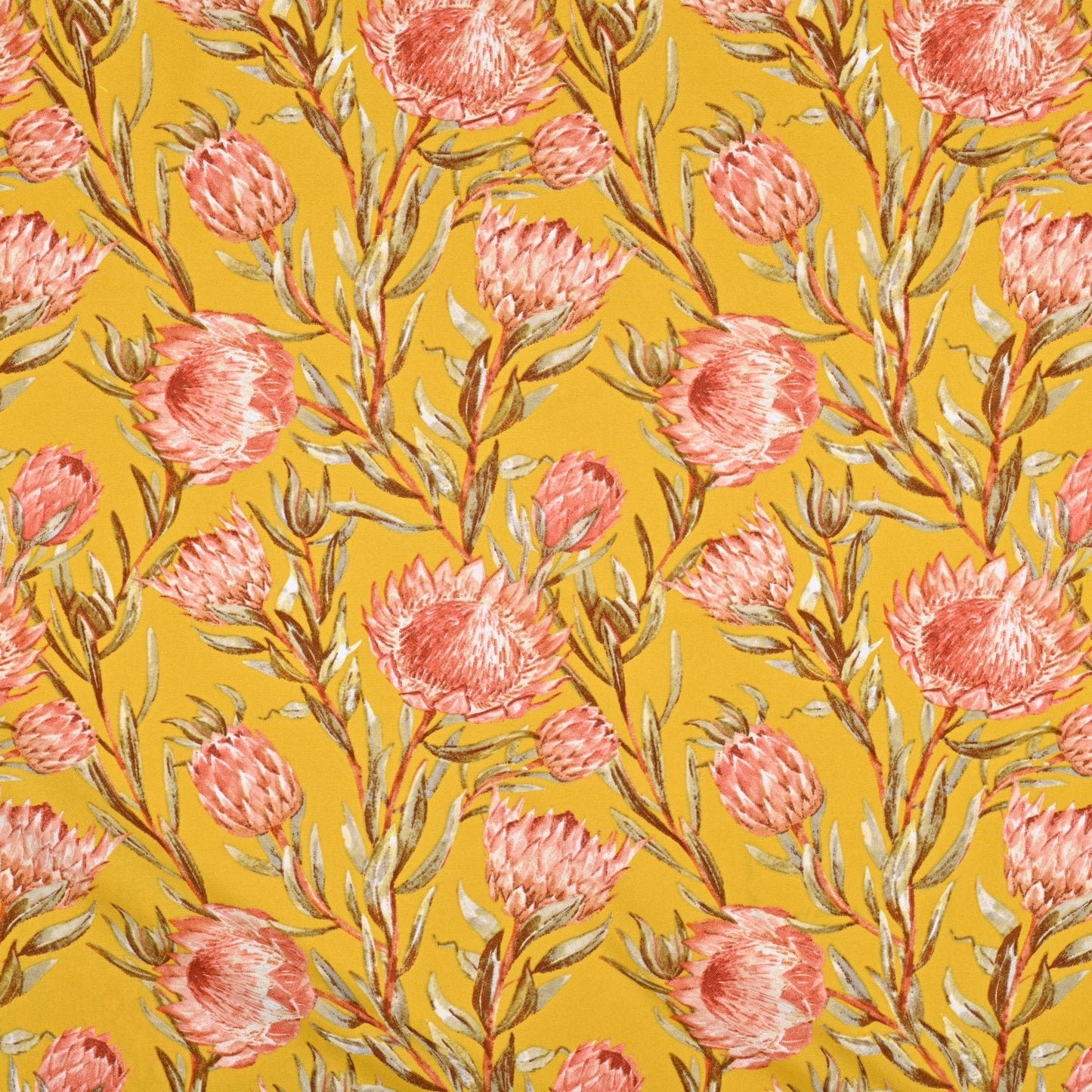 Printed Mini Matt Protea Classic Mustard - Ragland Fabrics