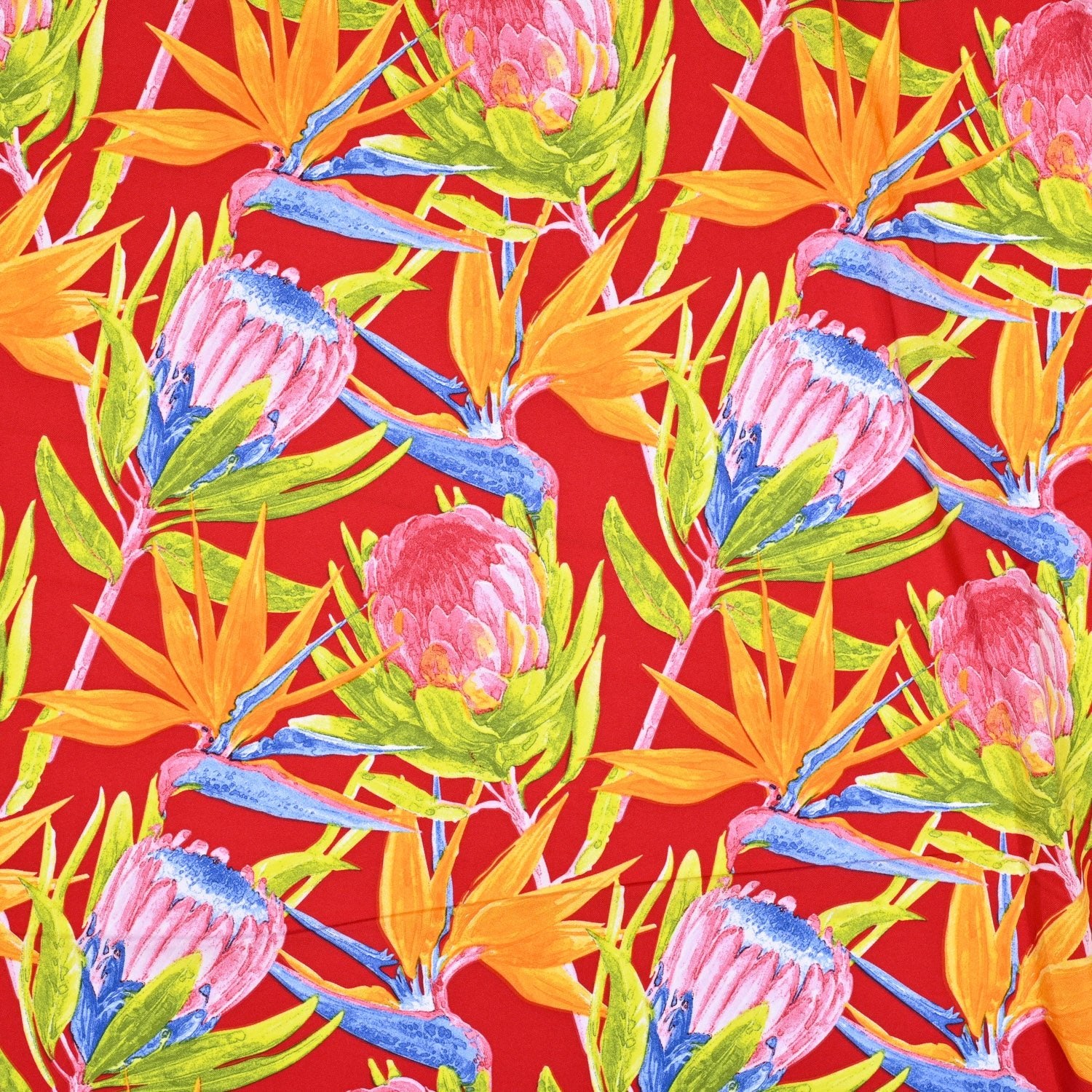 Printed Mini Matt Protea & Strelitzia Red - Ragland Fabrics