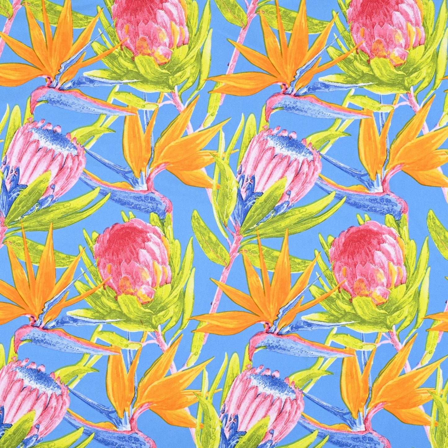 Printed Mini Matt Protea & Strelitzia Blue - Ragland Fabrics