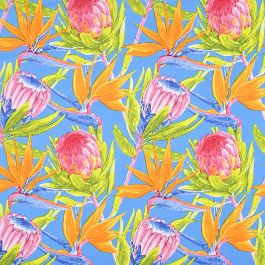 Printed Mini Matt Protea & Strelitzia Blue - Ragland Fabrics