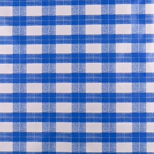 Printed PVC Table Cloth C050 - 18 Blue Check - Ragland Fabrics
