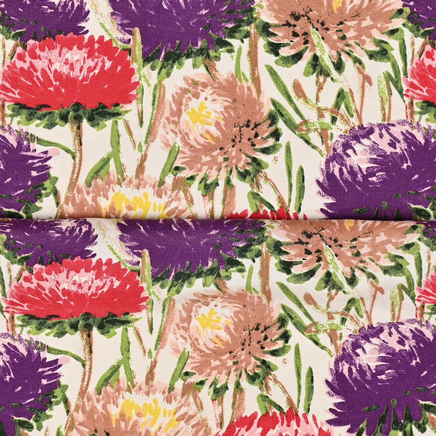 Printed Poly Cotton Crysanthium Purple 140cm - Ragland Fabrics