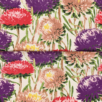 Printed Poly Cotton Crysanthium Purple 140cm - Ragland Fabrics