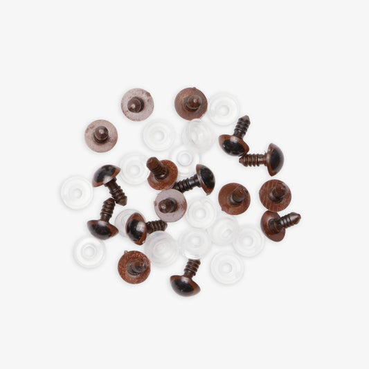 Teddy Eyes Brown 12mm (8 Pairs) - Ragland Fabrics