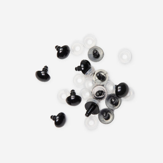 Teddy Eyes Black 12mm (8 Pairs) - Ragland Fabrics